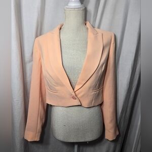 Express Peak Lapel One Button Cropped Blazer Pink NWT Sz Small